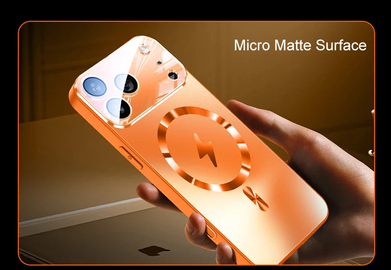 Luxury iPhone Case MagSafe Compatible Magnetic Shockproof Cover with Camera Lens Protection Ultra Thin Full Protection Hard Matte PC Protective Back