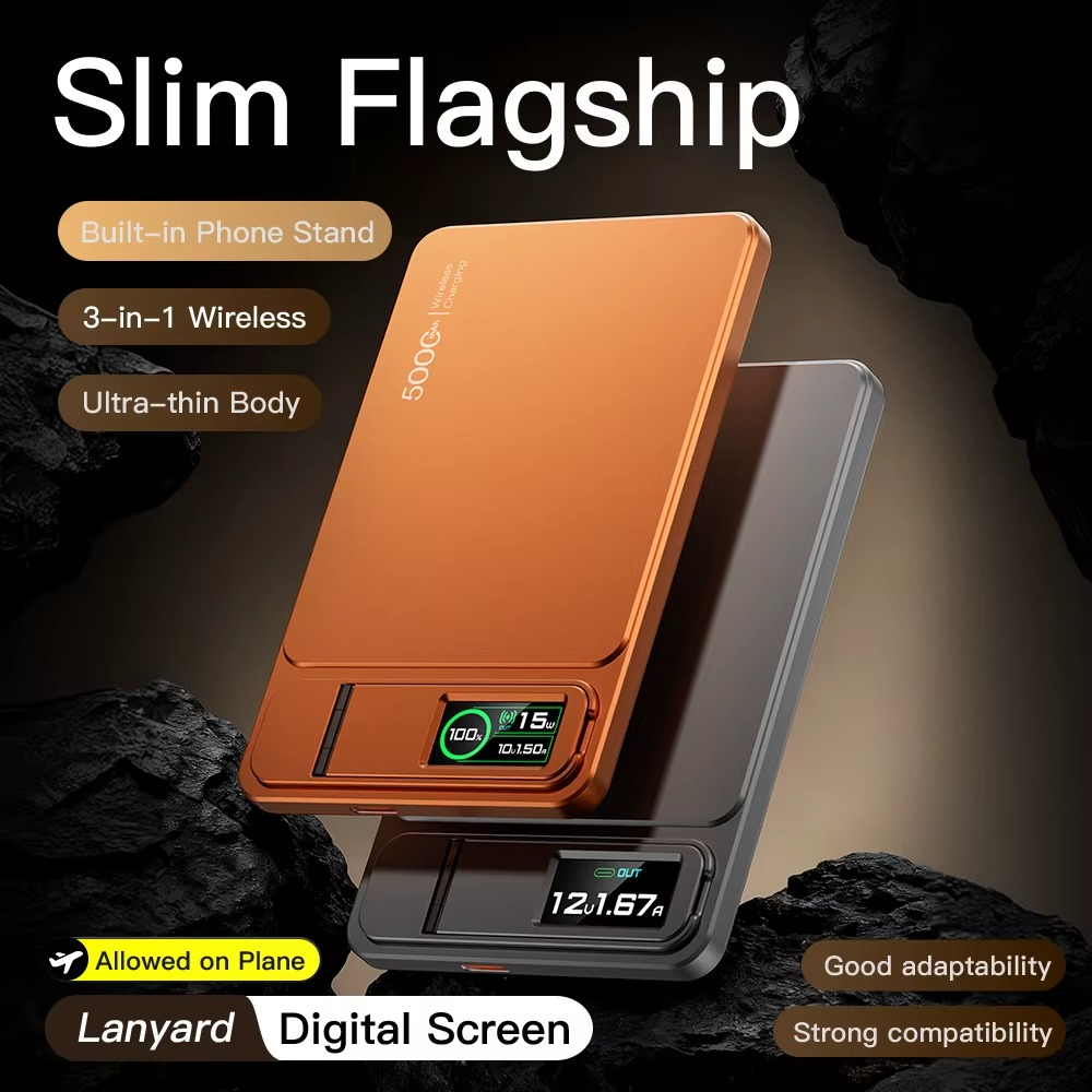 Premium Magnetic Wireless Power Bank 10000mAh – 20W Fast Charging Portable Battery with MagSafe Compatible Magnetic Charging, Digital Display and Phone Stand