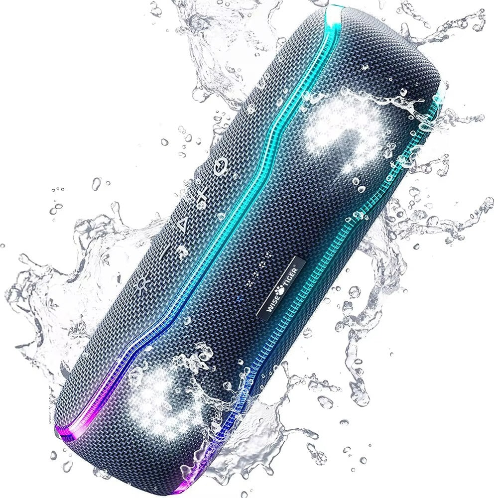 Premium Portable Bluetooth Speaker – IPX7 Waterproof Outdoor Sound Box with 25W Stereo Output, Colorful LED Lights