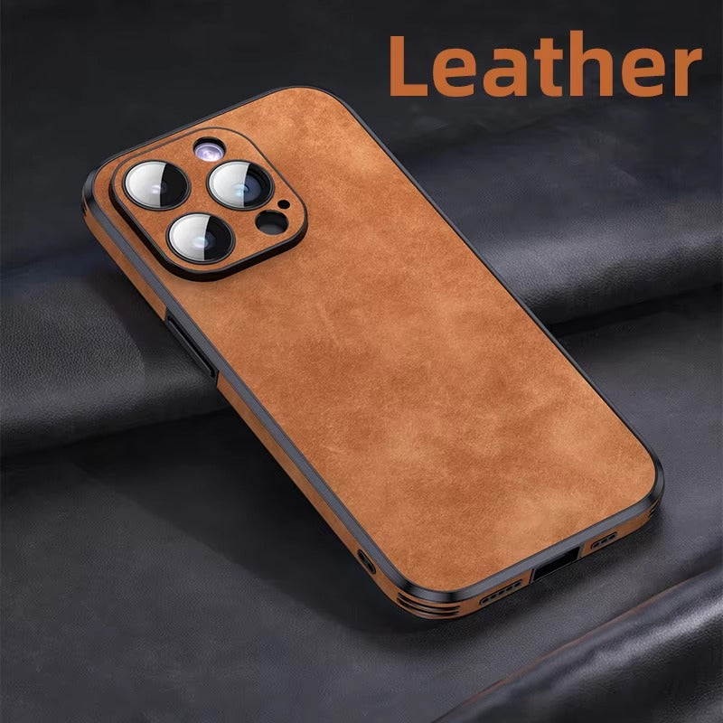 Shockproof Magnetic Leather Apple iPhone Case, MagSafe Compatible, Full Lens and Screen Protection, Slim Bumper Grip Cover 