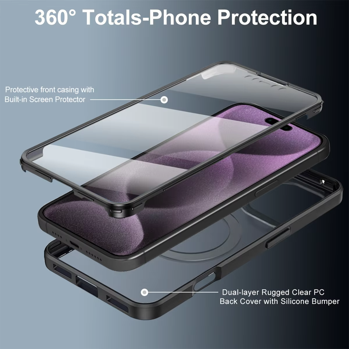 Luxury Apple iPhone Case MagSafe Compatible Ultra Thin Magnetic  All Around Protection Cover with Double Touch Clear Design