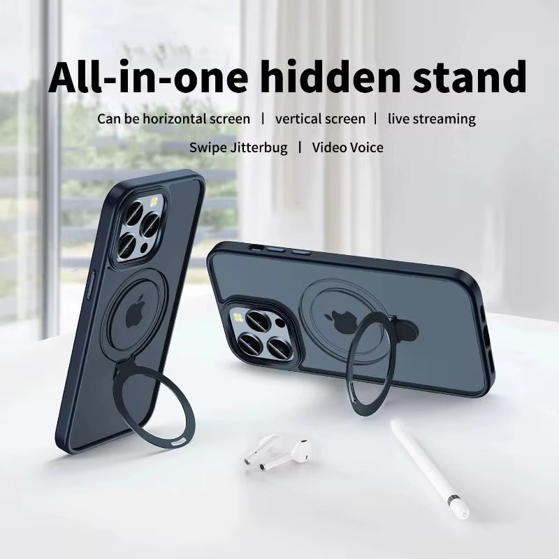 High Quality Apple iPhone Case MagSafe Compatible, Camera Lens & Screen Protection,  Cover with Aluminum Stand & Metal Lens