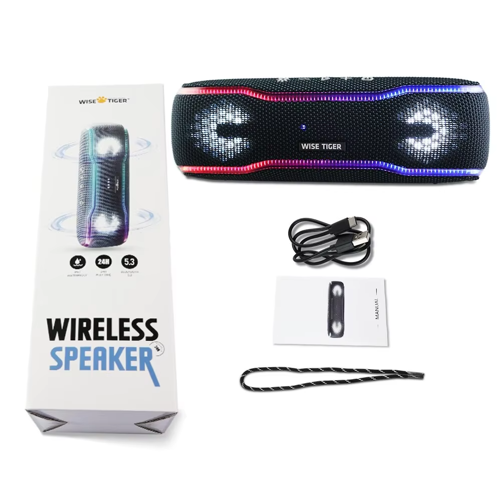 Premium Portable Bluetooth Speaker – IPX7 Waterproof Outdoor Sound Box with 25W Stereo Output, Colorful LED Lights