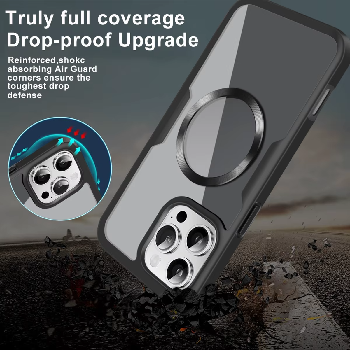 Luxury Apple iPhone Case MagSafe Compatible Ultra Thin Magnetic  All Around Protection Cover with Double Touch Clear Design