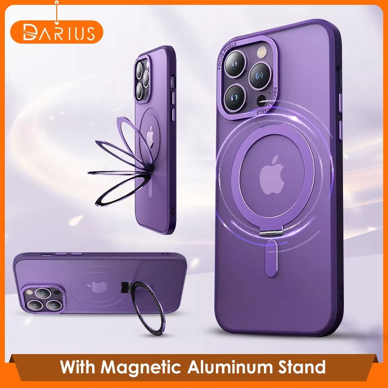 High Quality Apple iPhone Case MagSafe Compatible, Camera Lens & Screen Protection,  Cover with Aluminum Stand & Metal Lens