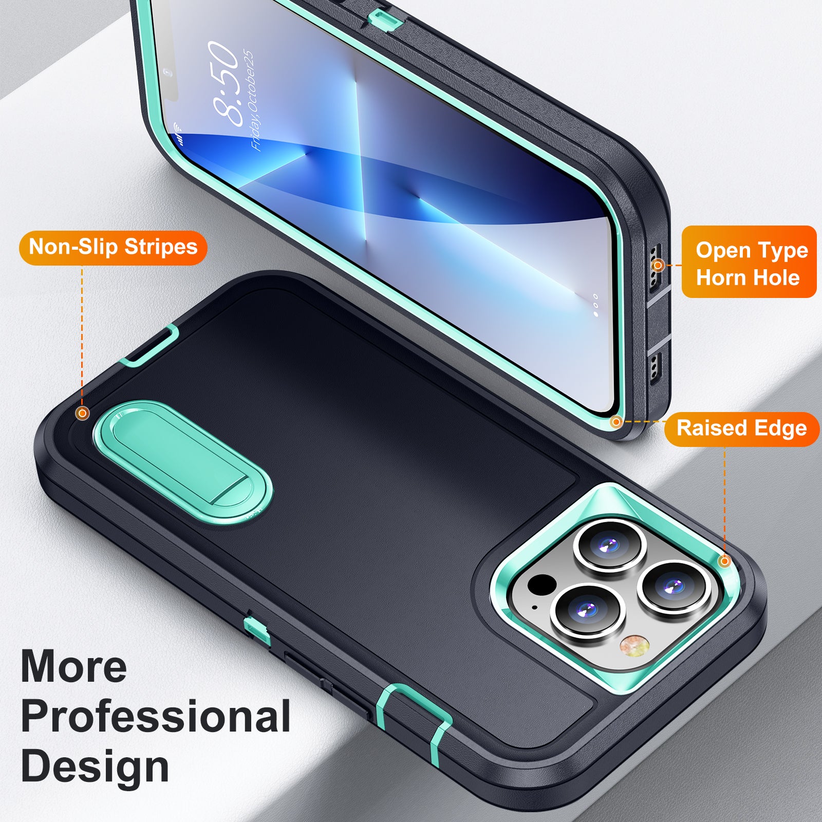 Hybrid Military-Grade Defender iPhone Case – Kickstand Full-Body Protection Cover for iPhone Models, Rugged and Shockproof 