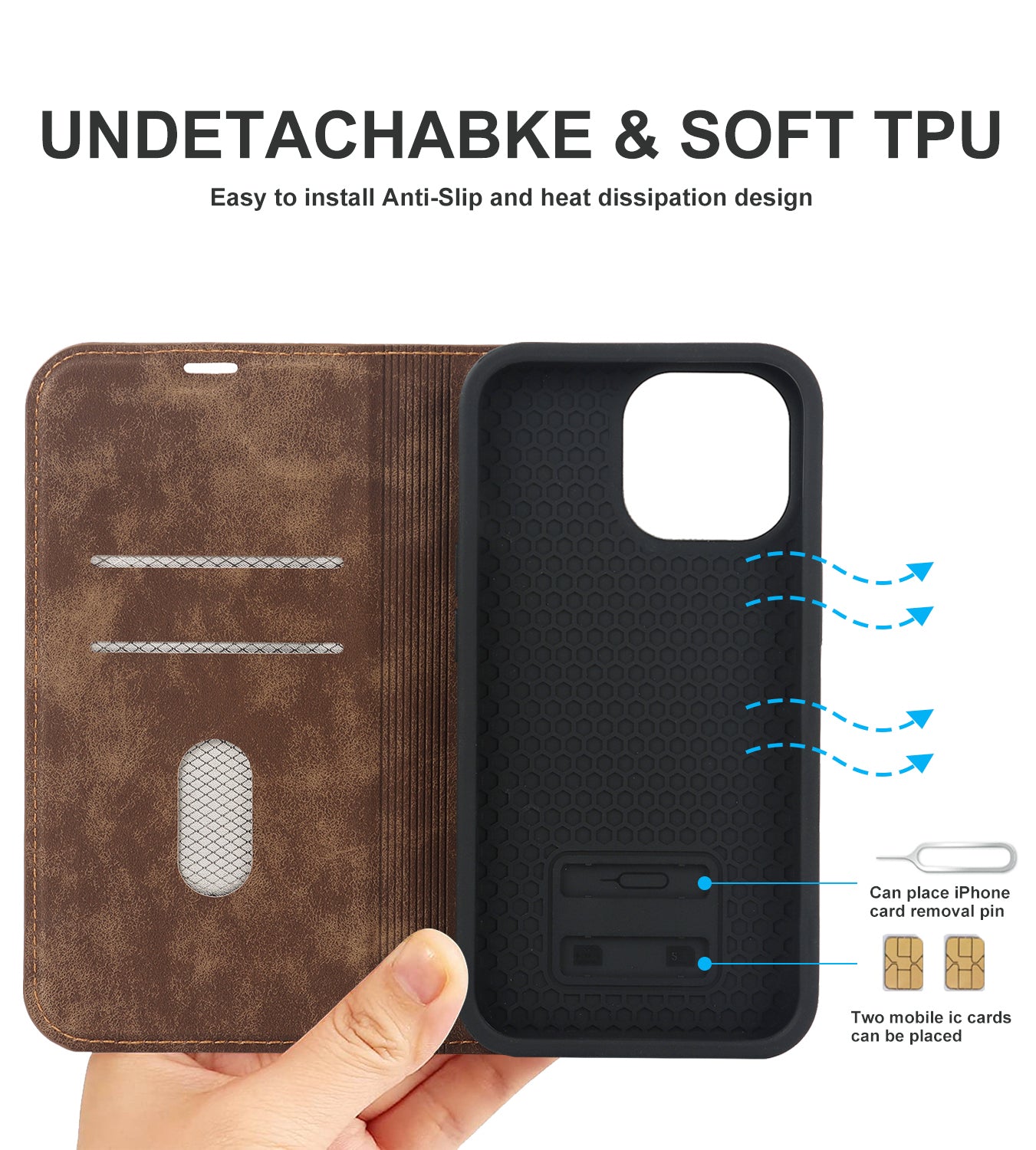 Luxury Magnetic Leather Wallet iPhone Case – MagSafe Wireless Charging, Card Slot, Stand Feature, Premium Protection, Stylish & Durable Cover