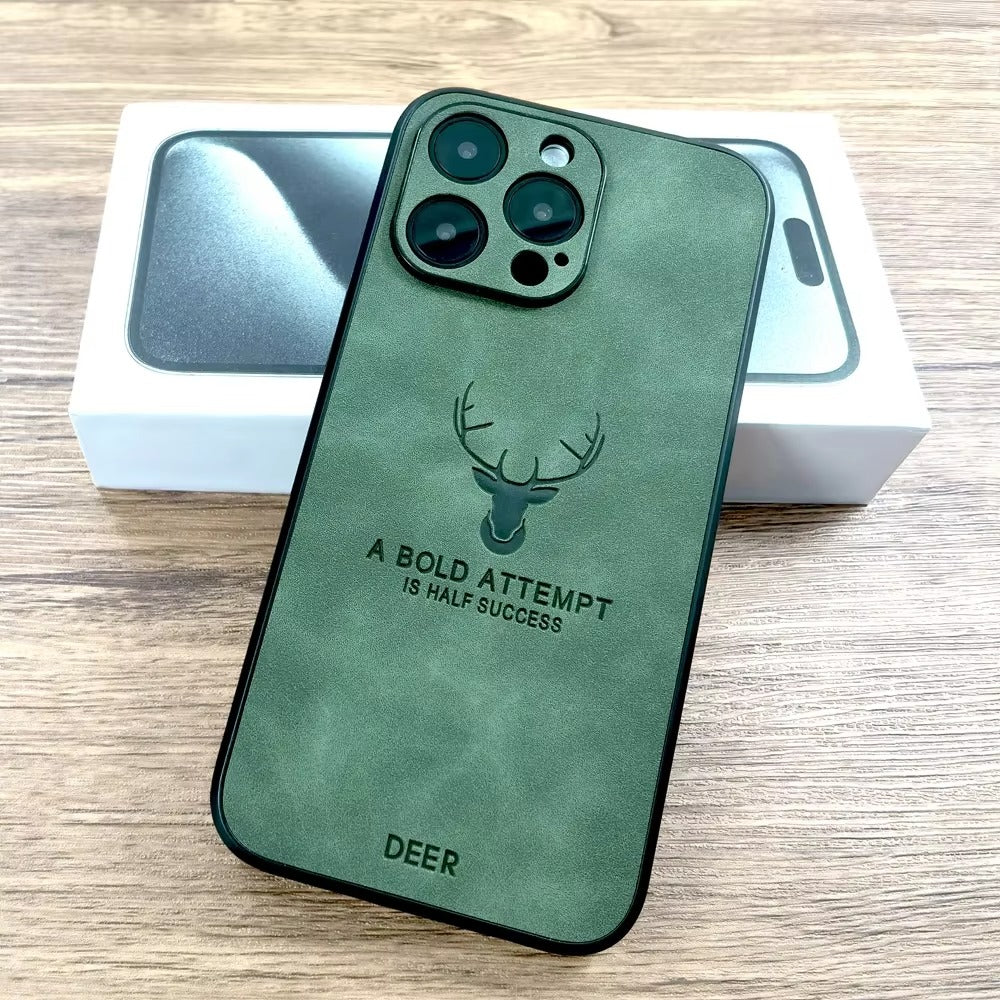 Premium  Fashion Cloth iPhone Case – Built-in Magnetic Iron, Deer & Cat Design Durable Protective Shell | Case for iPhone