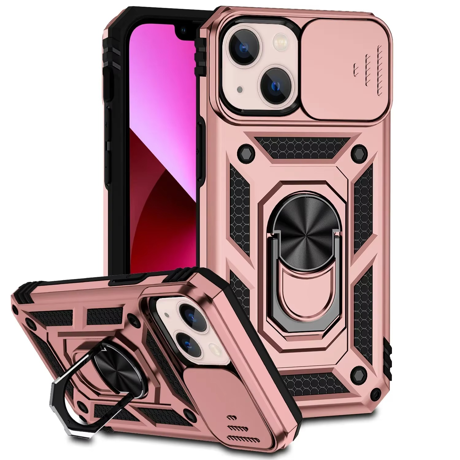 Robust Apple iPhone Case, MagSafe Compatible, Camera Lens and Screen Protection, Ultra Thin, Shockproof, Magnetic, Full All Around Protection, 360 Ring Car Mount Cover