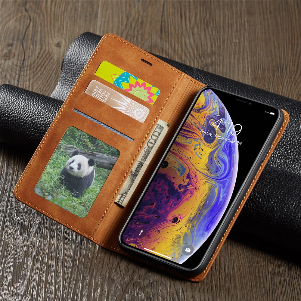 Thin Suede Leather Wallet iPhone Case – Flip Cover with Strong Magnet, Card Holder, and Premium Protection for iPhone Models