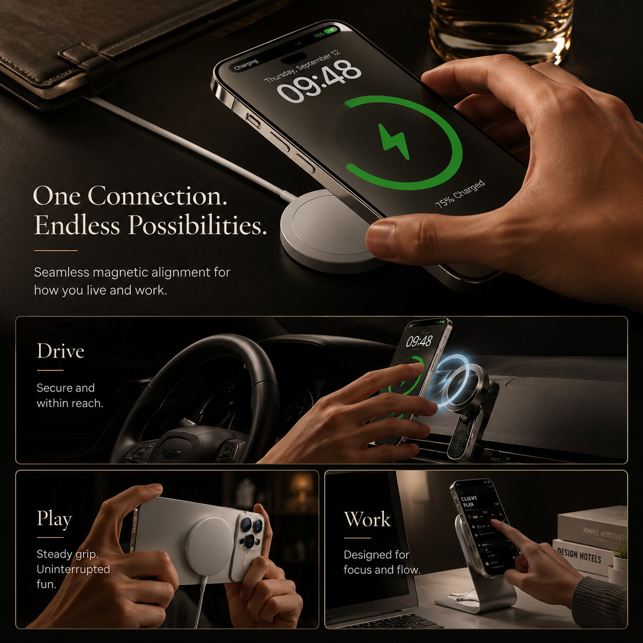 Luxury iPhone Case MagSafe Compatible Magnetic Shockproof Cover Metallic Matte PC TPU Protective Back Camera Lens Protection Ultra Thin Full Coverage