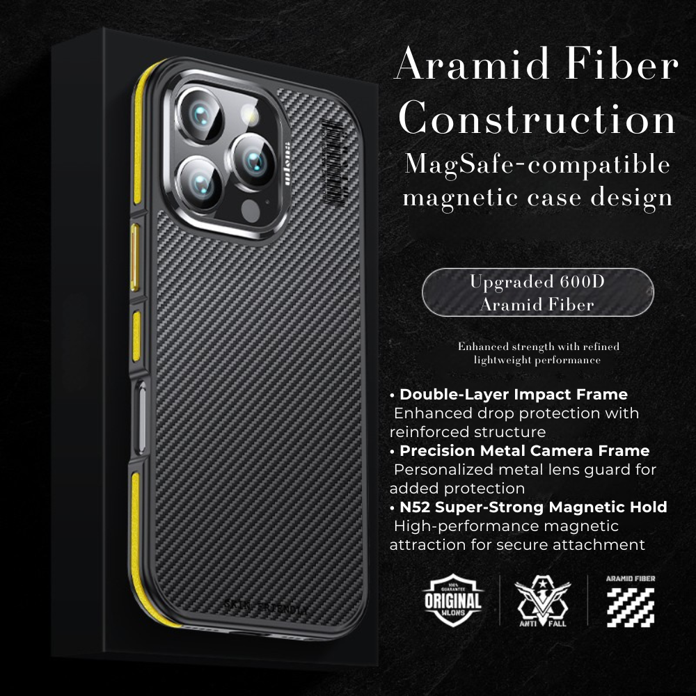 Premium 100% Aramid Fiber Kevlar iPhone Case – 600D Lightweight  Compatible Ultra-Thin Protective Cover for iPhone Models