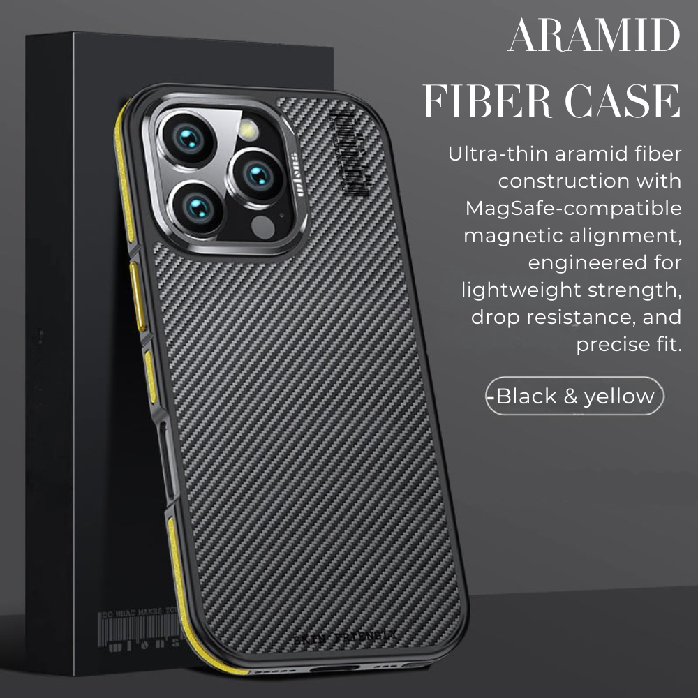 Premium 100% Aramid Fiber Kevlar iPhone Case – 600D Lightweight  Compatible Ultra-Thin Protective Cover for iPhone Models