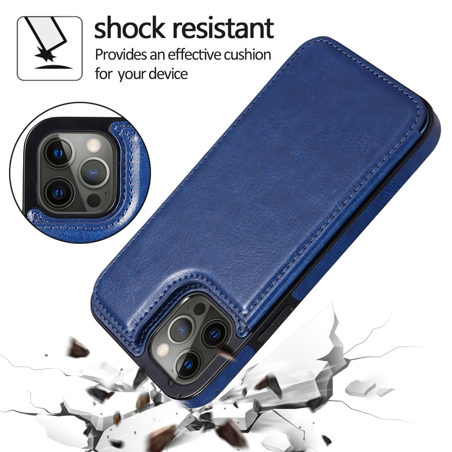 Luxury PU Leather Wallet iPhone Case – Kickstand, Card Holder Slots, Elegant Magnetic Closure for iPhone Models