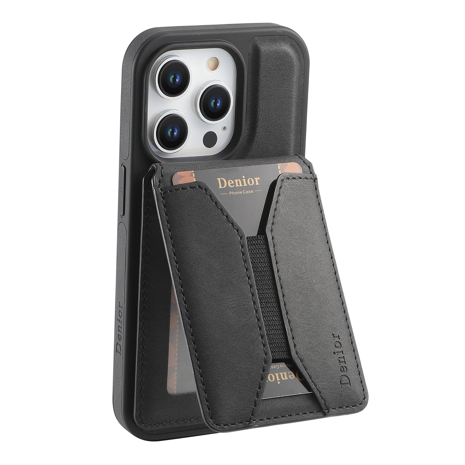 Luxury Magnetic Card Holder iPhone Case – 360° Rotating Stand, Multifunctional Leather Wallet, Shockproof Protection, MagSafe Compatible Cover for iPhone Models