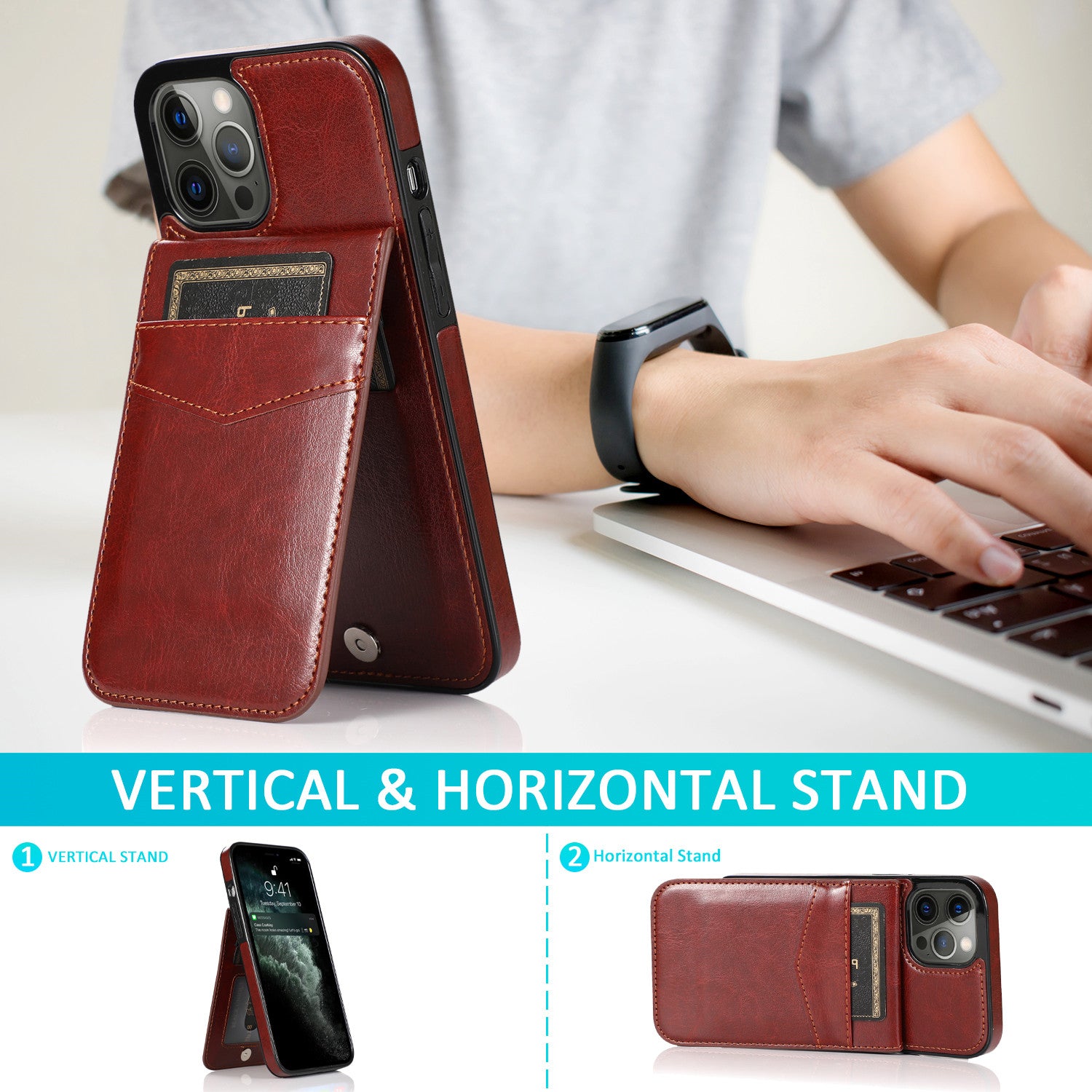 Luxury Flip Leather Wallet iPhone Case – Credit Card Holder, Kickstand, Premium & Durable Protection | Case for iPhone