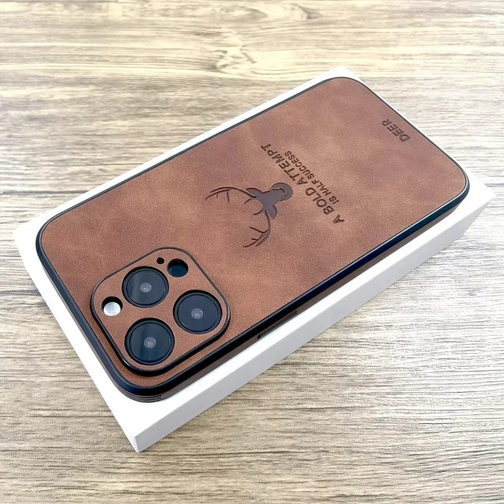 Premium  Fashion Cloth iPhone Case – Built-in Magnetic Iron, Deer & Cat Design Durable Protective Shell | Case for iPhone