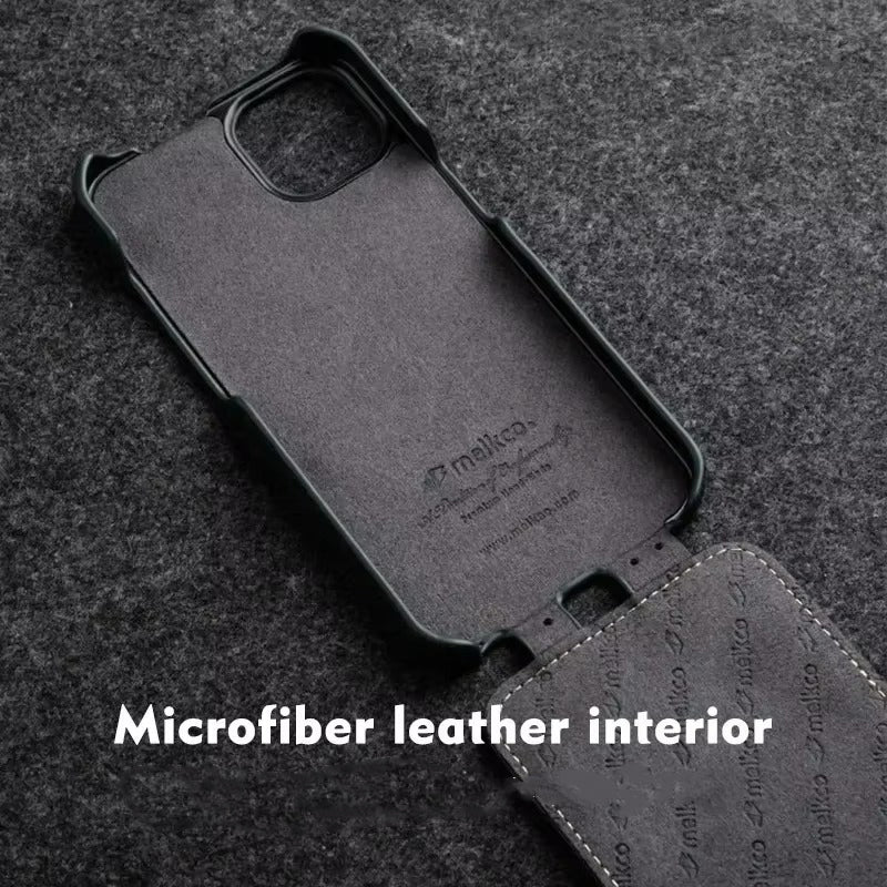Premium Genuine Leather Flip iPhone Case – 100% Cowhide, Luxury Design, Stylish & Durable Protective Cover | Case for iPhone