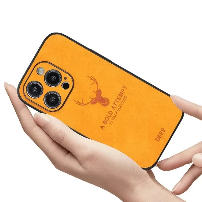 Premium  Fashion Cloth iPhone Case – Built-in Magnetic Iron, Deer & Cat Design Durable Protective Shell | Case for iPhone