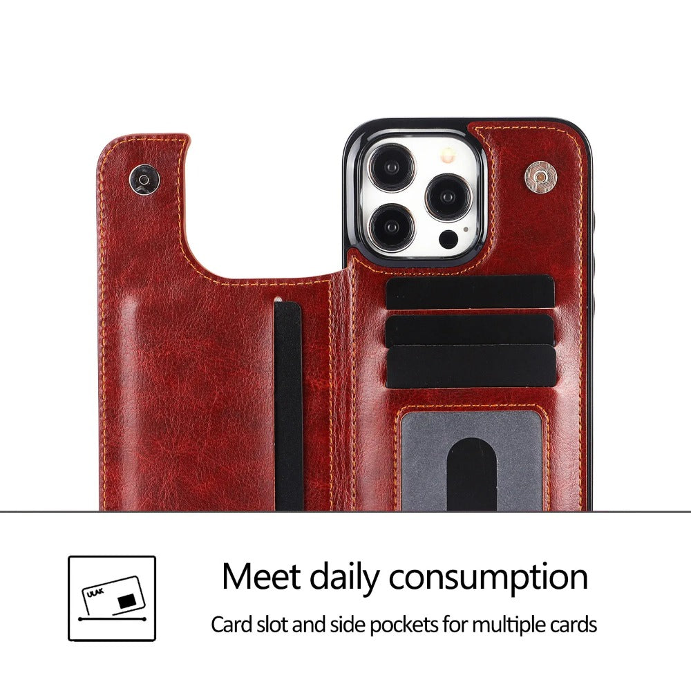 Luxury Wallet Flip iPhone Case – Cover with Card Slots, Secure Magnetic Closure, and Full Protection for Ultimate Convenience