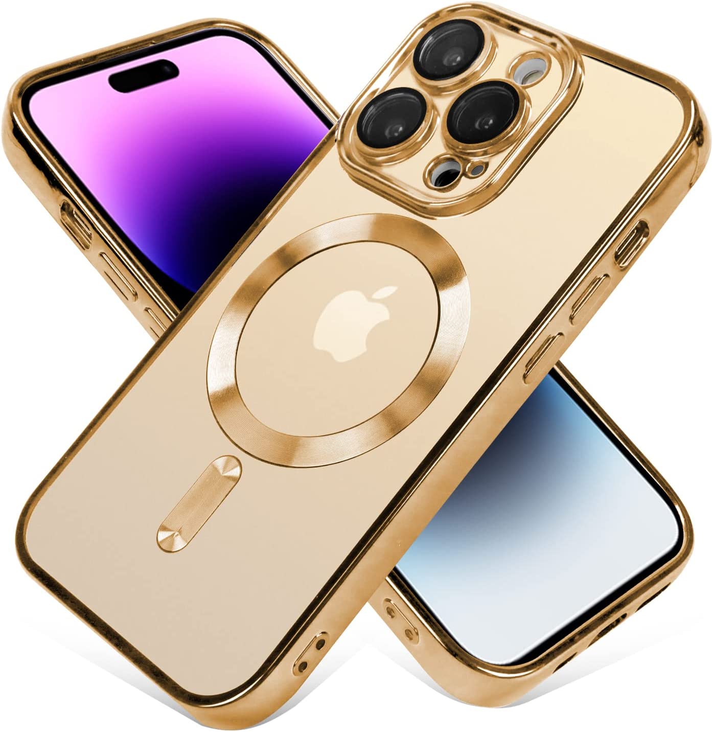 Clear Plating Magnetic iPhone Case - MagSafe Compatible, Lens Protection, Wireless Charging Ready Case for iPhone