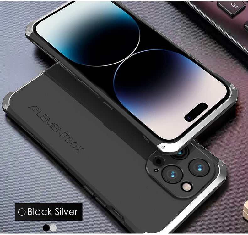 Luxury Aluminum Metal iPhone Case Shockproof Silica Gel Back Cover Anti-Collision Strip Durable Protection for iPhone Models
