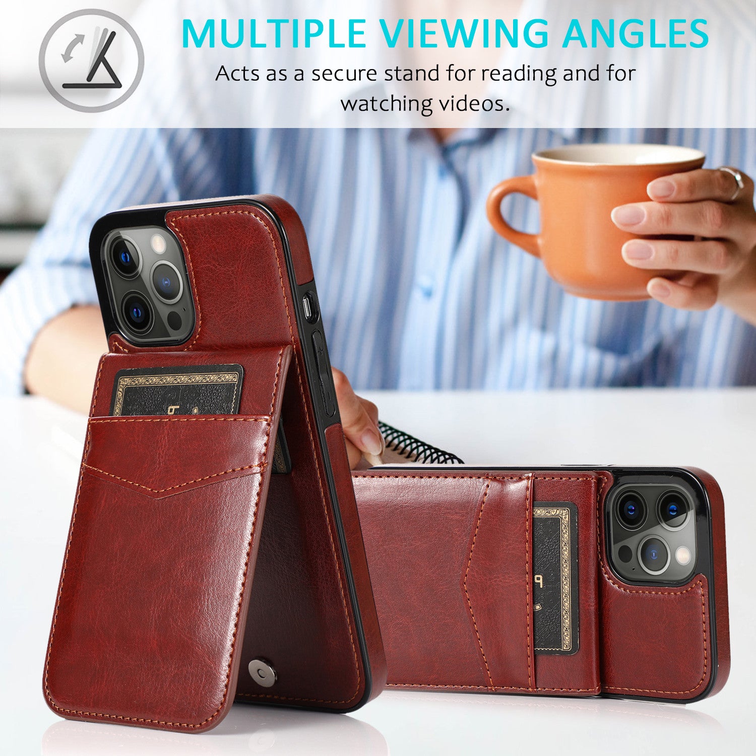 Luxury Flip Leather Wallet iPhone Case – Credit Card Holder, Kickstand, Premium & Durable Protection | Case for iPhone