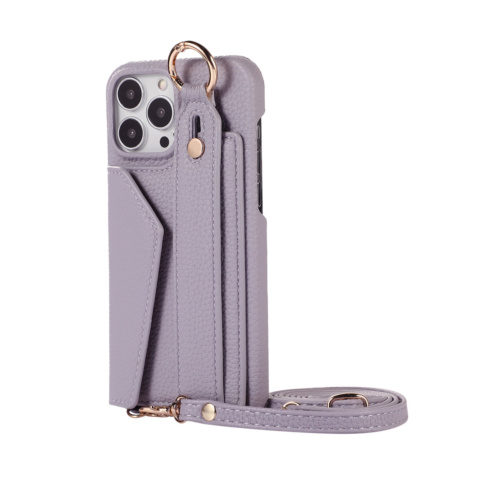 Luxury Crossbody Leather Wallet iPhone Case – Wrist Strap, Ring Holder, Card Slot, Shockproof Protection, Stylish Design for iPhone
