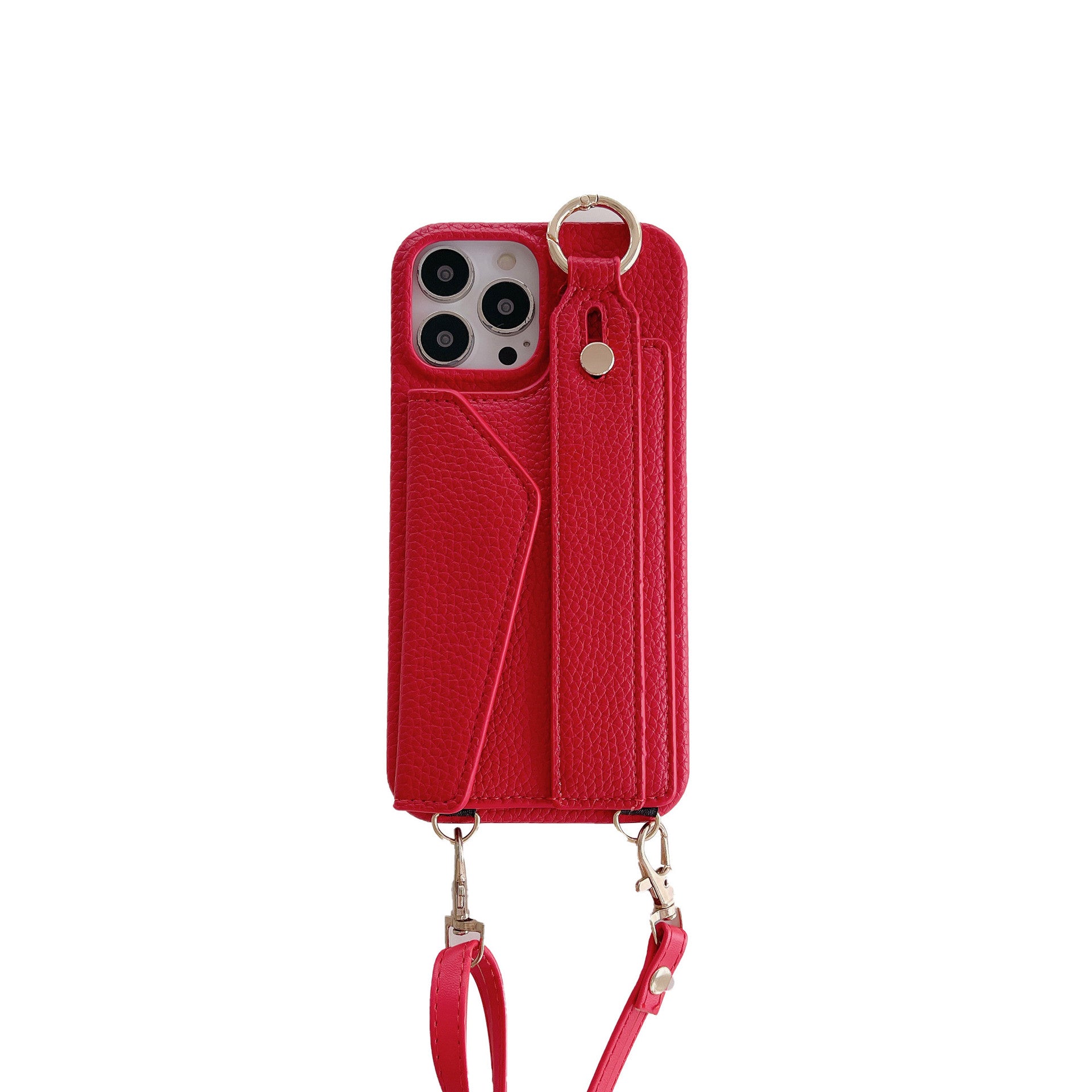 Luxury Crossbody Leather Wallet iPhone Case – Wrist Strap, Ring Holder, Card Slot, Shockproof Protection, Stylish Design for iPhone